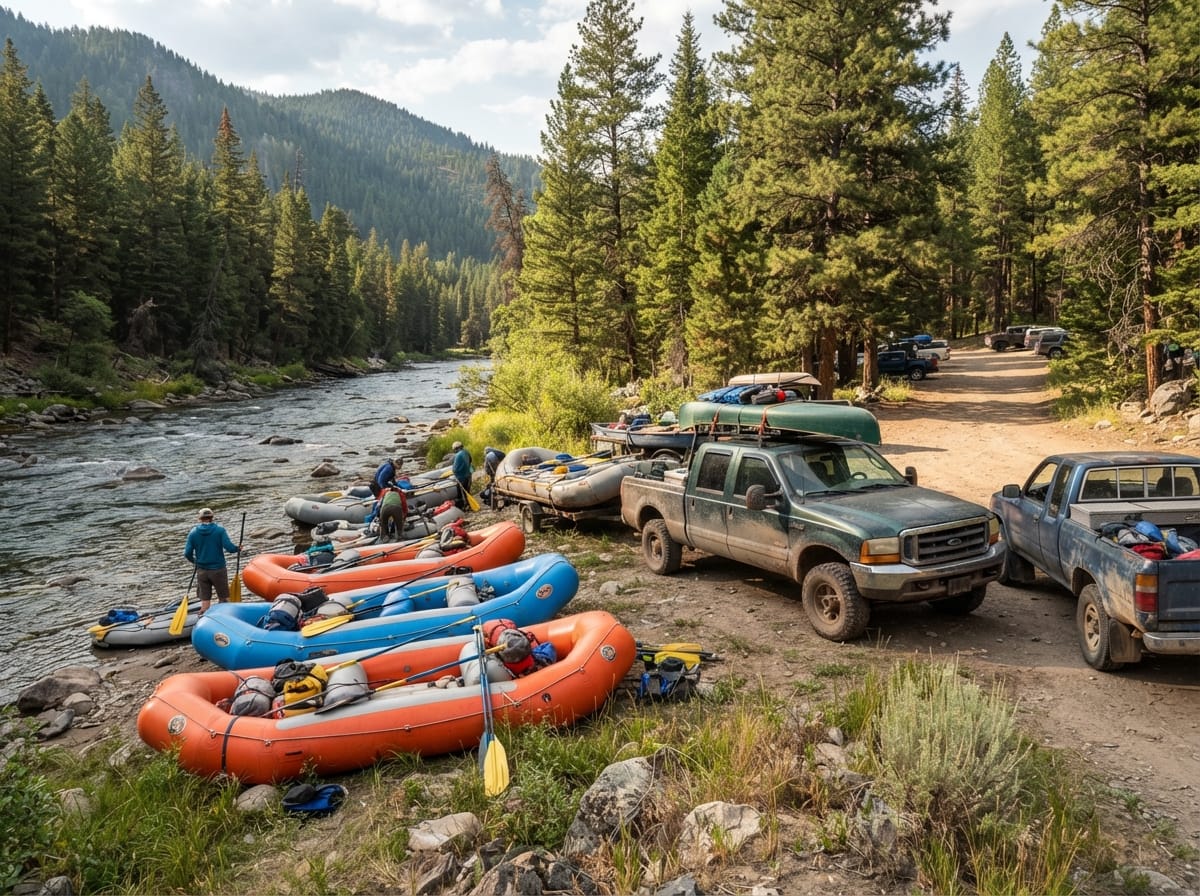 Salmon River take out location and vehicle staging area