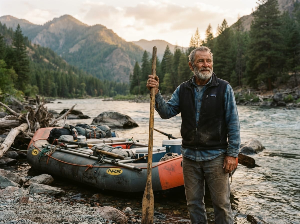Jeff oarsman navigating Idaho wild river rapids